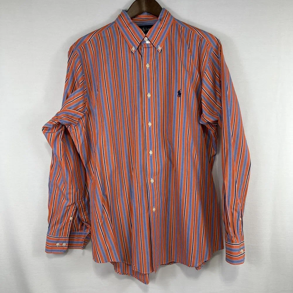 Polo Ralph Lauren Polo Shirt‎ Men's 16.5 34/35 Custom Fit 100% Cotton L/S Oxford